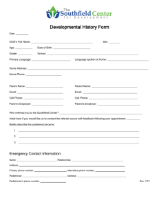 Developmental History Form - The Southfield Center for Development