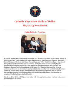 May 2015 Newsletter - Catholic Physicians Guild of Dallas