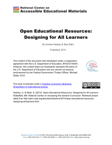 Open Educational Resources: Designing for All Learners