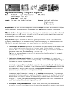 Argumentative Essay 3: Proposal Argument