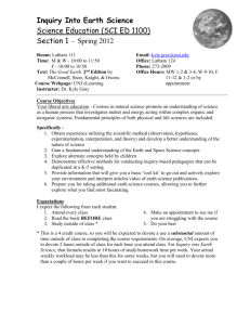 Syllabus for Inquiry into Earth Science