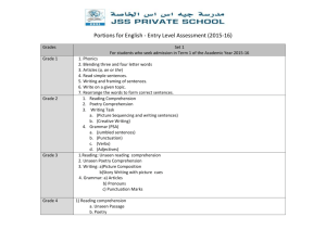 Portions for English - Entry Level Assessment (2015