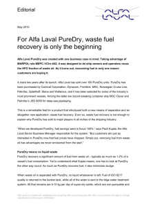 For Alfa Laval PureDry, waste fuel recovery is only the beginning