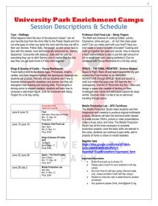 University Park Enrichment Camps Session Descriptions & Schedule