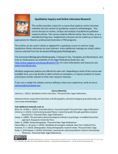 Course Outline- Qualitative Inquiry and Online