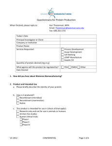 Questionnaire for Recombinant Protein Production Services