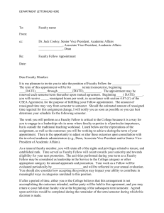 Faculty Fellow Letter of Appointment Template