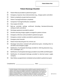Heartware® Patient Discharge Checklist