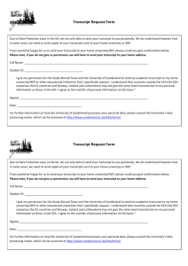 Transcript Request Form - University of Sunderland