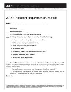 2015 4-H Record Requirements Checklist