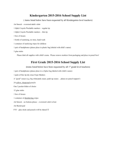 2015-2016 Grade Level School Supply Lists