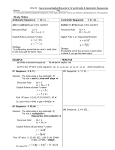 Ch2 O: Recursive & Explicit Equations for Arithmetic & Geometric