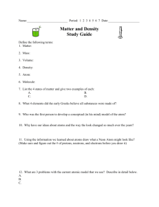 Matter and Density Study Guide