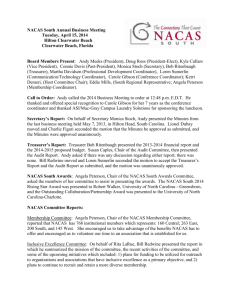 NACAS South Annual Business Meeting Tuesday, April 15, 2014