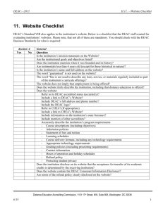 H.11. Website Checklist - Distance Education and Training Council