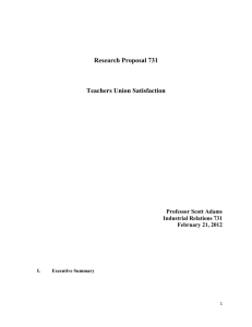 Research Proposal 731 Teachers Union Satisfaction