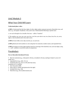Unit/ Module 3 What Your Child Will Learn
