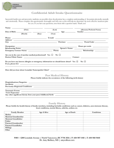 Confidential Adult Intake Questionnaire