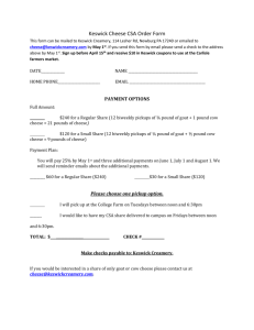 Keswick Cheese CSA Order Form This form can be mailed to