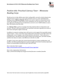 Position title: Preschool Literacy Tutor – Minnesota Reading Corps
