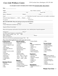 Osteopathic Intake Form 2014