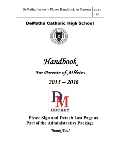 DeMatha Hockey * Player Handbook for Parents