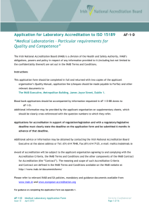 Application for Laboratory Accreditation to ISO 15189
