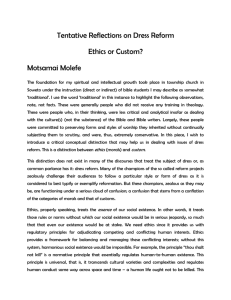 Tentative Reflections on Dress Reform Ethics or Custom? Motsamai