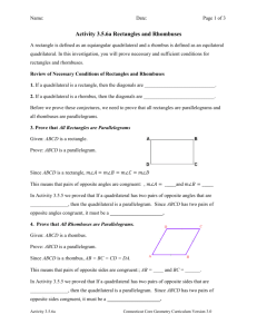 Activity 3.5.6a Rectangles and Rhombuses