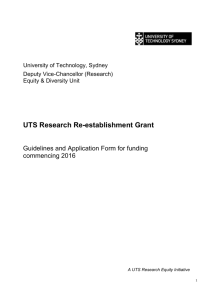 Research Re-establishment Grant - University of Technology Sydney