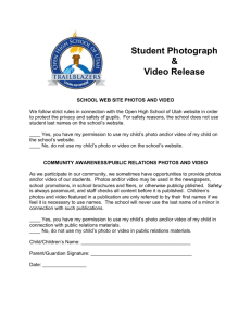 Student Photograph and Video Release Form