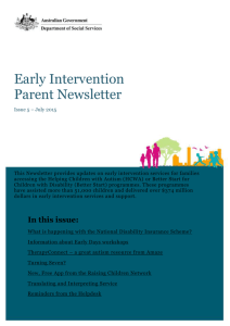 Early Intervention Parent Newsletter July 2015