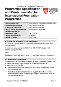 Curriculum map for International Foundation Programme.