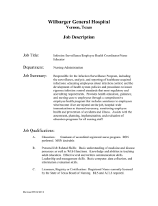 Job Title: Infection Surveillance/Employee Health Coordinator/Nurse