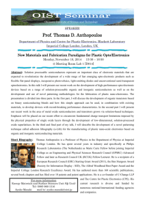 Seminar Flyer - Prof. Thomas D. Anthopoulos