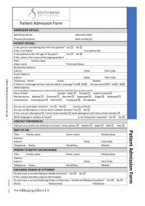 Patient Admission Form