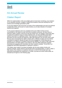 IIED CITATION REPORT AG Annual Review Citation Report Within