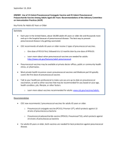 CDC pneumococcal vaccination recommendations