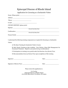 Application - Eucharistic Visitor - Episcopal Diocese of Rhode Island
