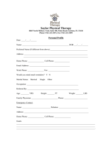 New Patient Form - Saylor Physical Therapy