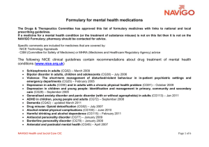 Formulary for mental health medications