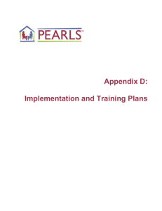 PEARLS Toolkit Implementation Training Plans