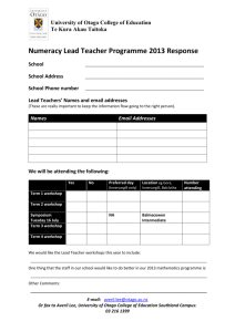 Numeracy Lead Teacher Programme 2013 Response