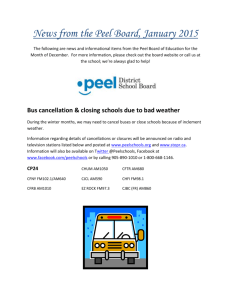 The following are news and informational items from the Peel Board