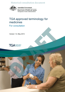 TGA approved terminology for medicines (for consultation)