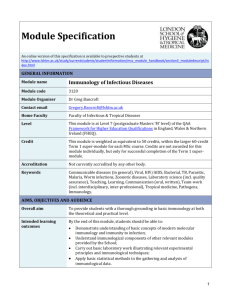 3120 Immunology of Infectious Diseases Module Specification