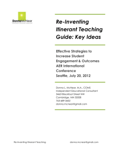 Re-Inventing Itinerant Teaching Guide: Key Ideas