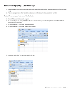 Excel for Oceanography Lab 1