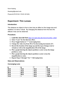 Thin Lenses Lab - Ivy Tech -