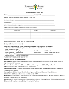 Confidential Medical History Form